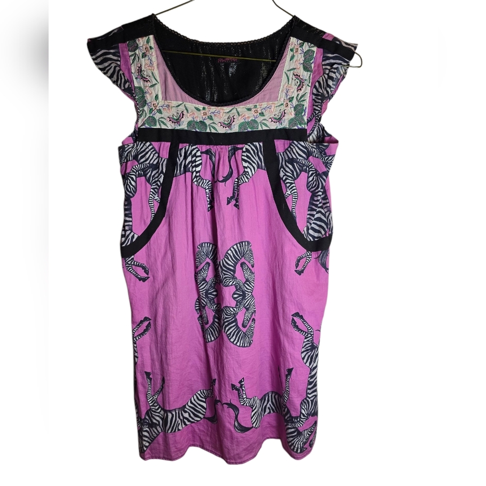Custo Barcelona Black and Pink Zebra Dress Size 2
